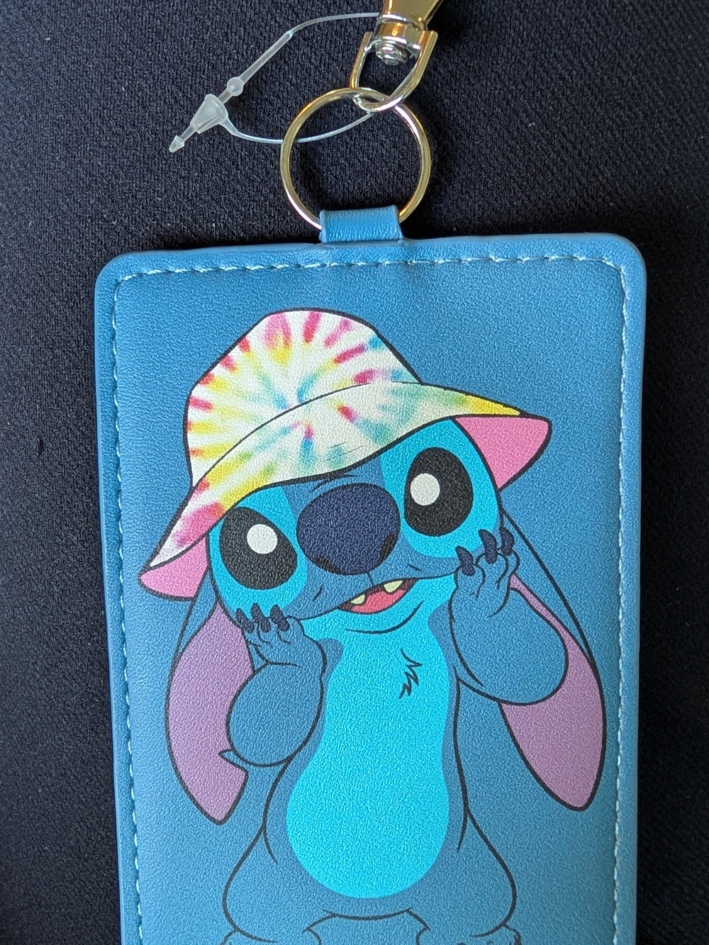 Disney Stitch Card Holder Lanyard – Blue with Multicolor Tie-Dye Hat